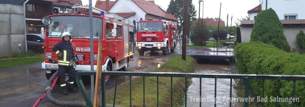 Unwetter über Bad Salzungen und Ortsteilen, Feuerwehren im Dauereinsatz!